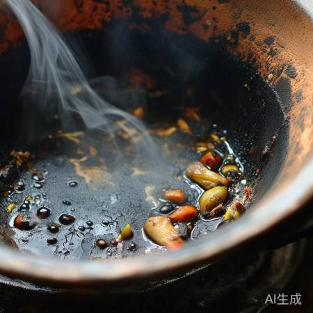 砂锅底黑因高温油脂舞