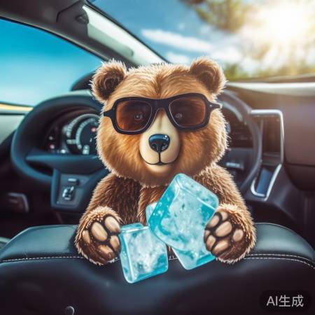 可爱车冰箱贴,萌熊戴墨镜
