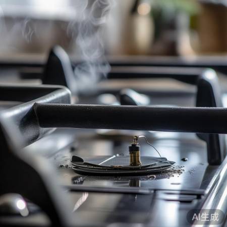 燃气灶喷嘴堵塞,用细铁丝清理
